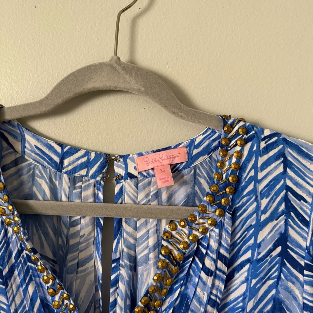 Lilly Pulitzer Colby Romper Embellished Lapis Blue Costa Verde - Picture 3 of 8